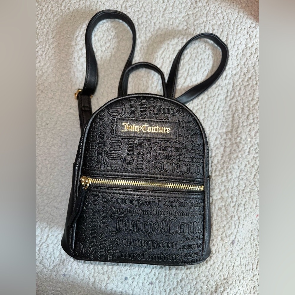 Juicy Couture Embossed Black Backpack with Gold Accents
